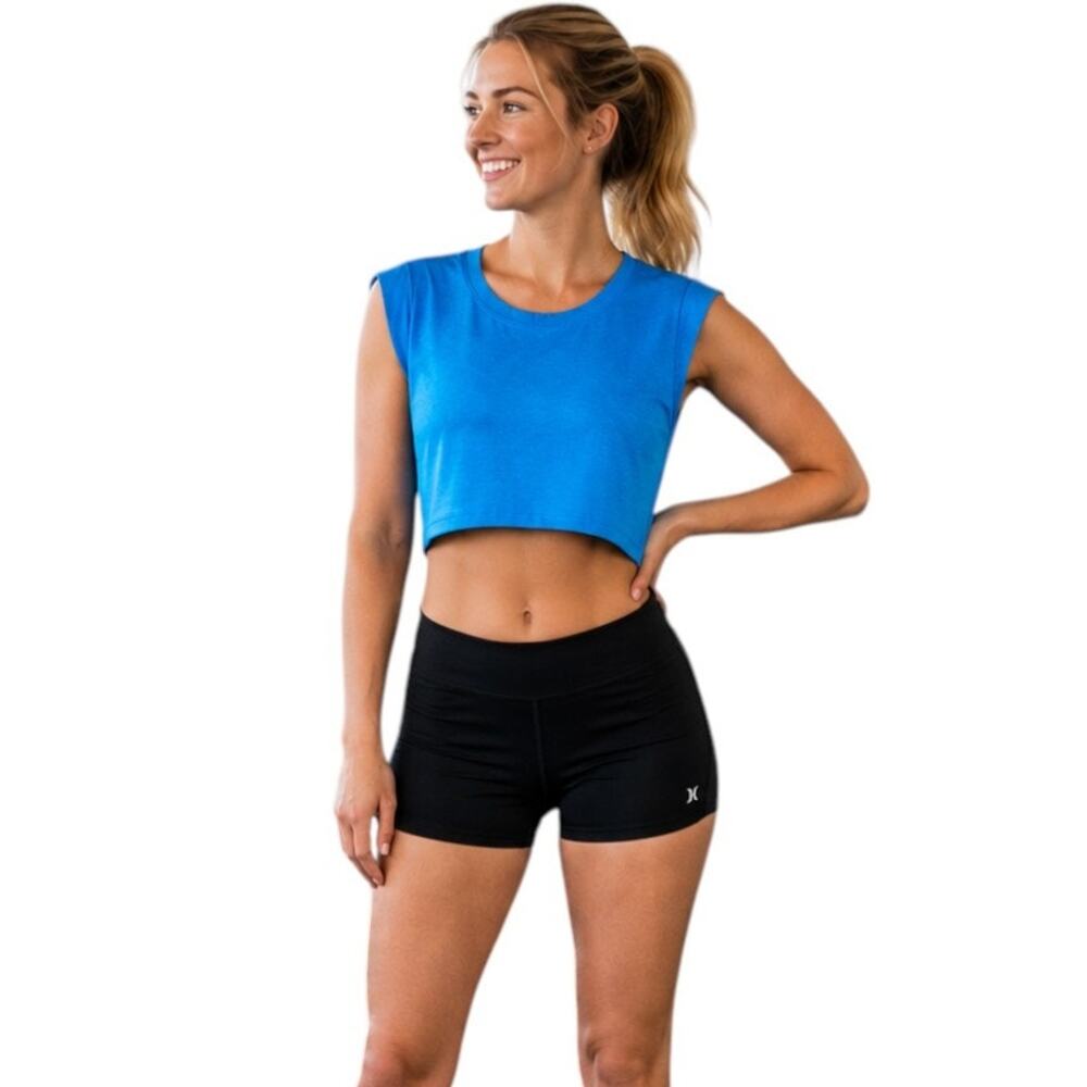 Hurley Blue Sleeveless Crop Top, M